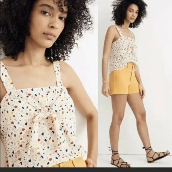 Madewell Tie-Front Cami Top in Terrazzo Womens Size 4 - Picture 1 of 9